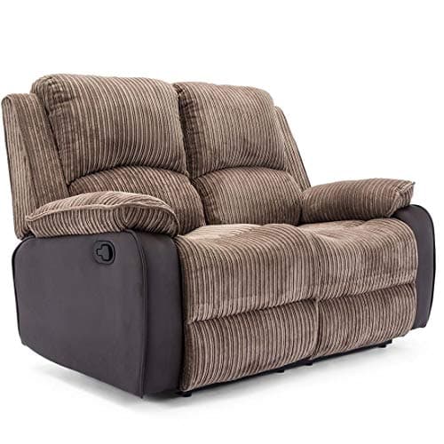 Image of More4Homes POSTANA HIGH BACK JUMBO CORD FABRIC RECLINER 3 + 2 + 1 SOFA ARMCHAIR SET SUITE (Brown, 2 Seater)