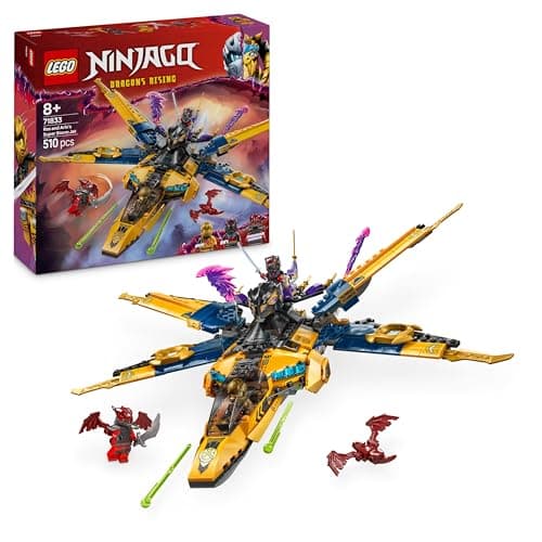 Image of LEGO NINJAGO Ras and Arin’s Super Storm Jet Toy with a Dragon Drone, Shooters, Blades & Engines - Incl. 3 Minifigures for Ninja Role Play - Building Set for 8+ Year Old Boys & Girls - 71833