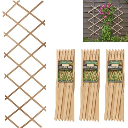 Image of Expandable Wooden Trellis – Pack of 3 (180 × 60 cm) Garden Climbing Support, Garden Wall Trellis for Climbing Plants Wall Decor, Plant Divider, Natural Wood