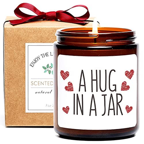 Image of Thinking of You Gift, A Hug in a Jar Scented Soy Candle, Inspirational Positive Wishes Encouragement Gift Get Well Soon Present, Condolence, Relaxing, Divorce Gifts for Women Friends Daughter