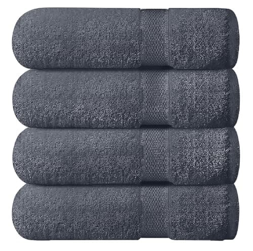 Image of Opulent Dreams 100% Egyptian Cotton Towel Sets – Soft, Absorbent, Quick-Dry – Includes Bath Sheets, Bath Towels, Hand Towels, Flannels – Luxuriously Easy to Wash (Grey, Bath Towel (Pack of 4))