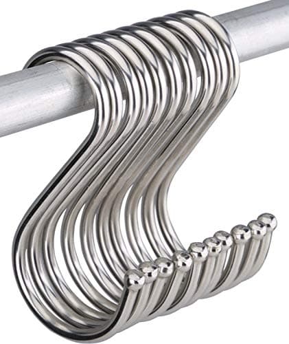 Image of 10 Pcs S Hooks, 12cm Large S Shaped Hooks Stainless Steel Heavy Duty Utensil Pan Metal S Hook for Hanging at Kitchen Bathroom Bedroom Living Room and Office