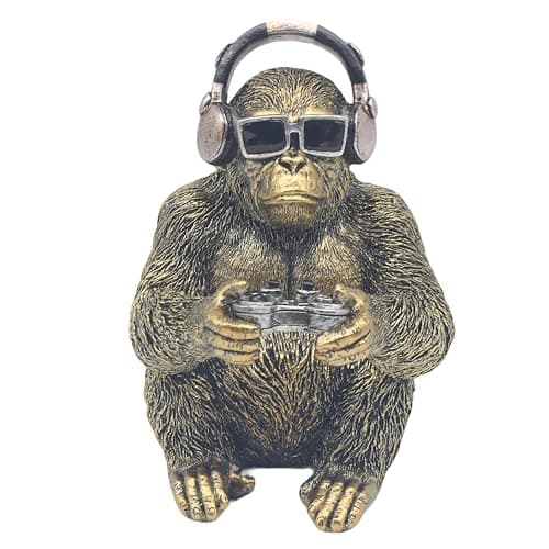 Image of Lesser & Pavey Animals With Attitude Gorilla Gamer Home Decor Figurine | Fun Animal Ornament For Living Room & Office | Unique Decorative Statue Gift For Women, Men & Familie | Modern Home Accessorie