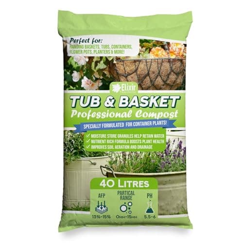 Image of Elixir Gardens Organic Tub & Basket Compost |Nutrient Rich Soil for Hanging Baskets, Tubs, Containers, Flower Pots, Planters, etc | Various Sizes 5L- 400L (Tub & Basket Compost, 80L)