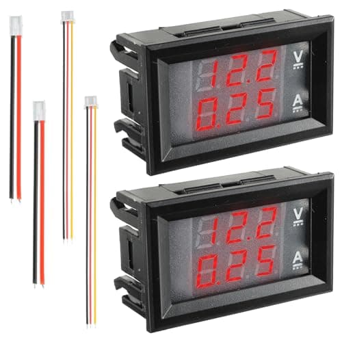 Image of JAMHER 2 PCS 0.28"Digital Voltmeter Ammeter DC 0-100V 10A, Red and Red Detector Current Meter Panel Amp Volt Gauge, Volt Amp 2in1 Tester for 12V/24V Multimeter Amperage Meter Volt Amp Gauge Panel