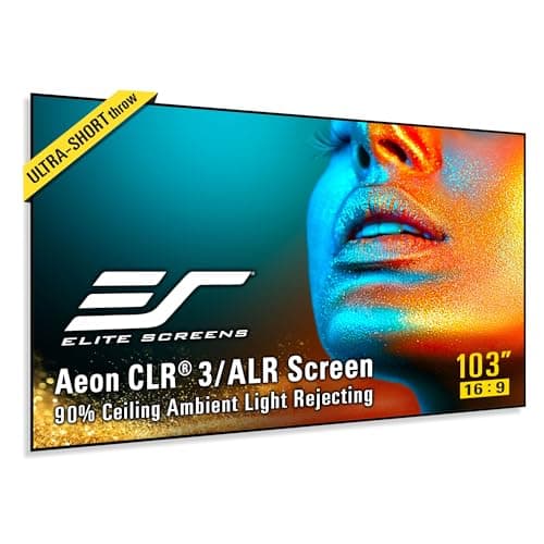 Image of Elite Screens Aeon CLR3 103” UST ALR Projector Screen, Edge-Free Fixed Frame, 90% Ceiling Light Rejecting, Grey Screen for Ultra Short Throw Projectors, Home Theater & Gaming – AR103H-CLR3