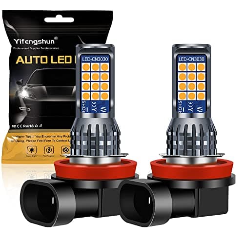 Image of Yifengshun 2pcs H9 H11 LED Fog Light Bulb,24SMD 3030 Chips Yellow H8 LED Bulbs for Car Front Fog Lights Daytime Running Lights DRL 12V