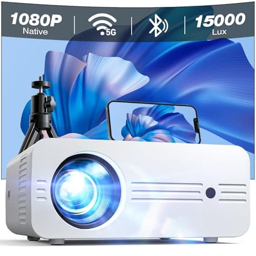 Image of Projector, 2024 Upgraded Mini Portable Projector 5G WiFi Bluetooth, 15000 Lumens Native 1080P Full HD 4K Supported, iZEEKER Movie Projector Home Theatre for iOS Android PS5 (Bag & Tripod included)