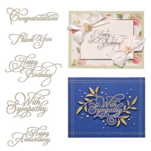 Image of Briartw 5pcs/Set Word Hot Foil Plate Happy Birthday Thank You Congratulations with Sympathy Happy Anniversary for DIY Scrapbooking Embossing Cards Crafts