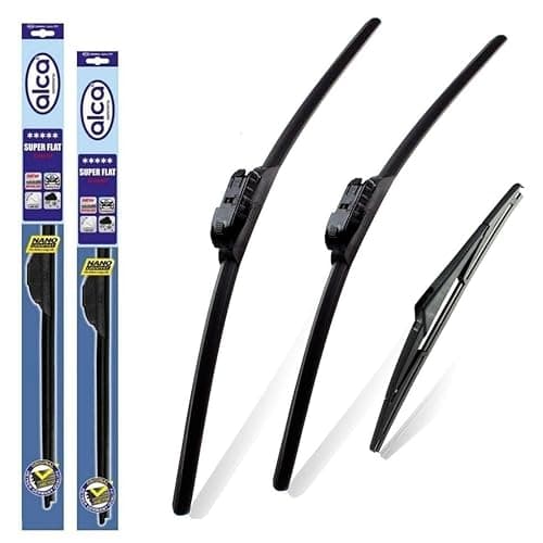 Image of alca Germany Set of 3 Windscreen Wiper Blades Super Flat Front Rear 24"18"TL11"J Fits Peugeot 308 SW Estate 2013-2020 ASF2418TL11J
