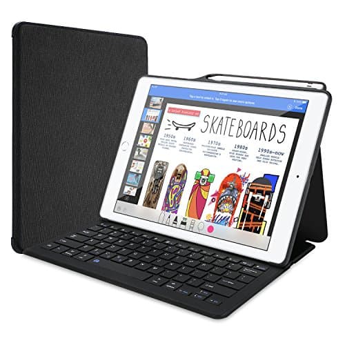 Image of ProCase iPad Pro 12.9" 2017/2015 Keyboard Case, Built-in Apple Pencil Holder, Lightweight Folio Stand Protective Smart Book Cover with Wireless Keyboard for Apple iPad Pro 12.9 1st / 2nd Gen –Black