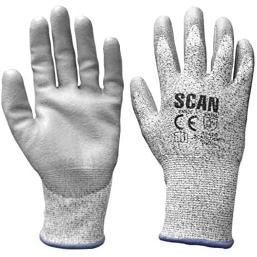 Image of Scan SCAGLOCUT5M Cut Resistant PU Coated Cut 5 Gloves Grey - Size 8 Medium