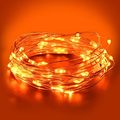 Image of Dalugo Orange Fairy Lights, 3M/10ft Amber Fairy Lights, 30 LED Halloween Battery Lights for Autumn Halloween Christmas Decorations, Fireplace, Home Decor