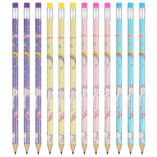 Image of Vicloon Cute Unicorn Pencils, 12pcs HB Graphite Wood Pencils with Unicorn Elements for School Stationery Party Rewards