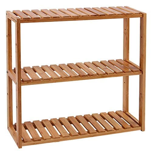 Image of SONGMICS BCB13Y Adjustable Bamboo Shelving Unit 3 Layers Bathroom Shelf Wall Shelving Unit Kitchen Shelf Bookshelf 60 x 15 x 54 cm Natural