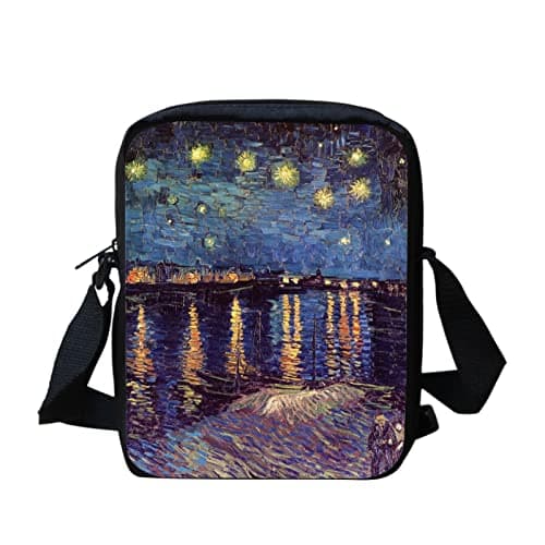 Image of Kuiaobaty Vintage Painting Small Crossbody Phone Bag for Women, Van Gogh Art Small Square Bag Camera Style Shoulder Bags, Starry Night Over The Rhone