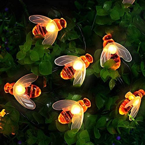 Image of Augone [50 LED] Solar Fairy Lights Outdoor, 7 m, 8 Modes, Bee Lights, Fairy Lights, Solar Outdoor Weatherproof, for Garden, Patio, Christmas, Parties (Warm White)