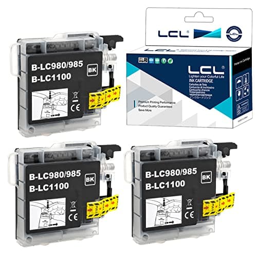 Image of LCL LC985 Ink Cartridge Replacement for Brother LC985 LC985BK for MFC-495CW MFC-J410W DCP-J125 J315W J515W J140W MFC-J265W J410 J415W J220 (3 Black)