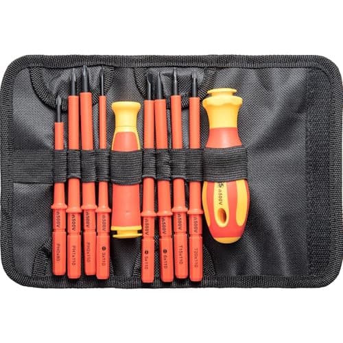 Image of GREENSAPPIRE 10 Piece Insulated Screwdriver Set – VDE Certified 1000V Electrician Screwdrivers with Magnetic Tips, Ergonomic Handles, CR-V Steel & Portable Storage Case
