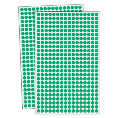 Image of 6000 Pack - 8mm Coloured Dot Stickers Sticky Labels - Green