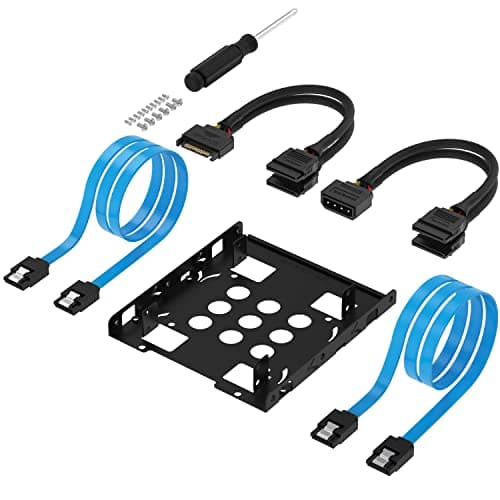 Image of SABRENT Hard Disk Mounting Kit Adapter, Dual 2.5 to 3.5 Hard Drive Mounting Bracket, SSD Mounting Kit, 2 SATA Data Cables, 2 Power Splitter Cables (BK-HDCC)