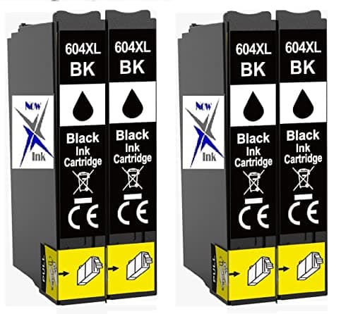 Image of Now Ink Ltd Pineapple 604 XL 4 BLACK Ink Cartridges Replacement for 604XL Compatible for Epson 604XL WF-2910DWF/ WF-2930DWF/ WF-2935DWF/ WF-2950DWF, XP-2200 2205 3200 3205 4200 4205
