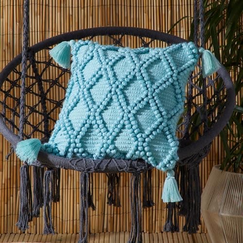 Image of Drift Home - Alda Outdoor Cushion (43 x 43cm) - Duck Egg Diamond Weave Cushion for Outdoor
