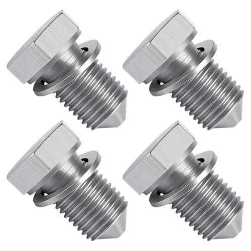 Image of 4Pcs M14 x 1.5 Magnetic Oil Drain Plugs,Aluminum Alloy Oil Sump Drain Plug,Magnetic Oil Pan Sump Drain Nut Bolt,Engine Oil Drain Plug with Seal for VW Audi Seat Skoda N90813201 N90813202