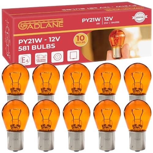 Image of GADLANE 10 x 581 Amber Orange 12V 21W PY21W Bayonet Indicator Signal Off Set Pins Car Bulbs BAU15S - Pack of 10