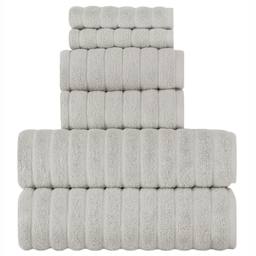 Image of BERIBO Cloud 6 Piece Turkish Towel Set, 2x Bath, 2 Hand, 2 Face Towels, 620gsm, 100% Cotton (Sahara)