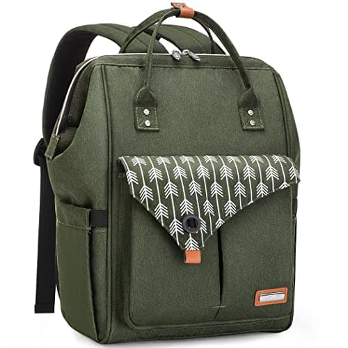Image of Lekebaby Nappy Changing Bag Backpack - Baby Changing Bag with Portable Changing Mat and Stroller Straps for Mom & Dad, Arrow Print, Green