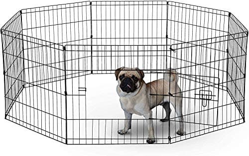 Image of UNDERDOG 8 Panel Playpen Suitable for Dogs/Puppies/Cats & Rabbits foldable ideal for Indoor/Outdoor use puppy play pen (61cm, Black)