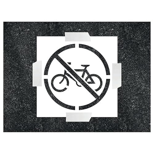 Image of V Safety No Cycling Icon Stencil 400 x 400 mm - 1.1mm Stencil Polypropylene Safety Sign