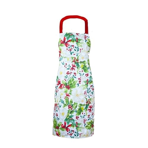 Image of Acrylic Coated Wipe Clean Water Resistant Apron Christmas Floral Design