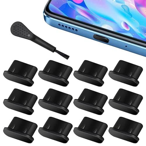 Image of 12pcs USB Type C Anti Dust Cap Cover Port Plugs Protector, Silicone USB C Cover Caps, Charging Port Cover Type-C Dust Protectors Stopper with Cleaning Brush for All Type-C Smartphones and Tablets