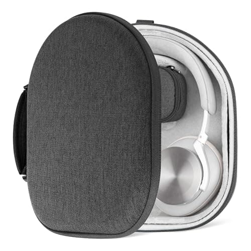 Image of Geekria Shield Headphones Case Compatible with Bang & Olufsen Beoplay HX, H100, H95, H9 3rd Gen, H9i, Beocom Portal, Replacement Hard Shell Travel Carrying Bag with Cable Storage (Dark Grey)