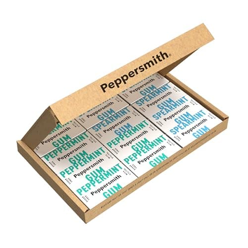 Image of Peppersmith - Spearmint & Peppermint Gum - Mixed Pack Chewing Gum - Xylitol Gum - Sugar Free - 100% Plant Based Xylitol - Breath Freshener - Benefits Oral Health - Pocket Pack - 12x15g