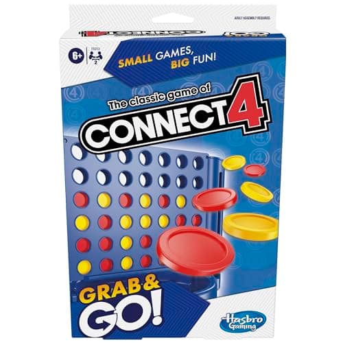 Image of Hasbro Gaming Connect 4 Travel Board Game, Travel Games for Kids, 2 Player Portable Strategy Fun, Grab and Go, Ages 6+