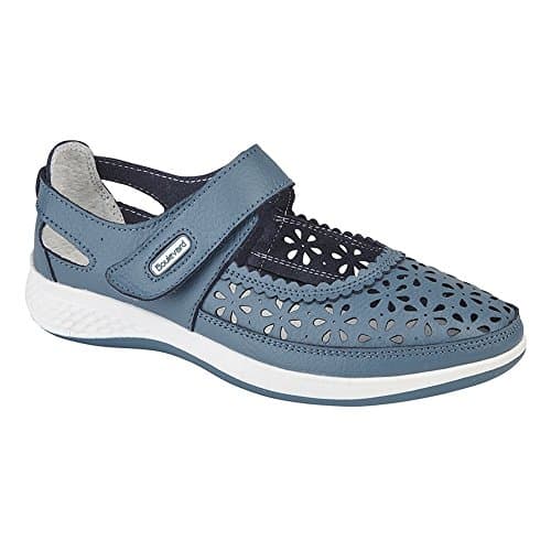 Image of Boulevard Womens/Ladies Wide Fitting Window Back Punched Bar Shoes (7 UK) (Azure Blue)