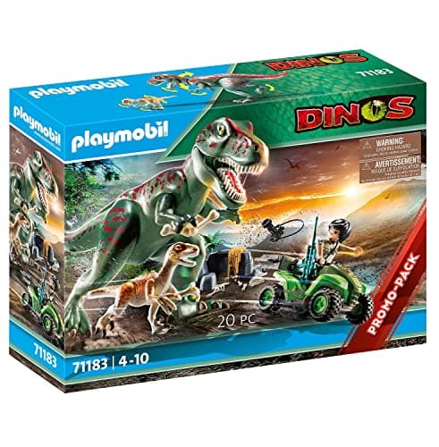 Image of Playmobil 71183 Dinos T-Rex Attack with Raptor and Quad, jurrasic World, Fun Imaginative Role-Play, PlaySets Suitable for Ages 5+