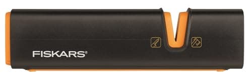 Image of Fiskars XSharp Axe and Knife Sharpener, Ceramic sharpening stone/Fiberglass reinforced plastic case, Black/Orange, 1000601