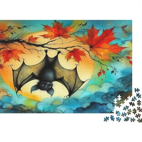 Image of Bat 1000-piece Jigsaw Puzzle & Jigsaw Recycled Cardboard Relaxing Educational Autumn Bat for Men & Families 70x50cm/1000pcs