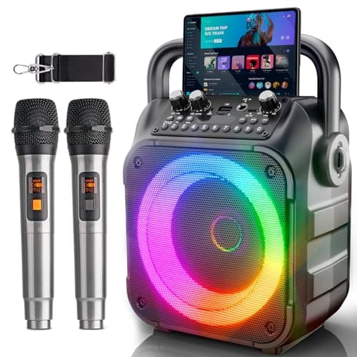 Image of Wowstar Karaoke Speaker with Wireless Microphones - Mini Karaoke Machine Set - Portable Bluetooth Speaker for TV Phone Party Home Outdoor Gift Kids