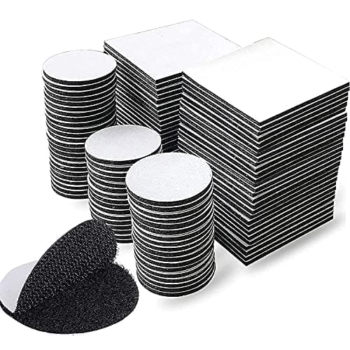 Image of 50 PCS Double Sided Hook Loop Tape Pads, Black Squares and Round Extra Strong Adhesive Mounting Pads Stickers Foam Tape,Stick on Self Adhesive for Walls and Floor, Door, Plastics, Glasses, Metals