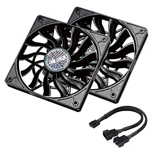 Image of Akasa Slimfan | PWM Case Fan | 120mm PC Fan | 4-pin Cooling Fan | 120 x 120 x 15 mm | Suitable for HTPC and Slim System | Included 1- to-2 PWM Fan Splitter Cable | Black | 2 Pack | AK-FN078-KT02