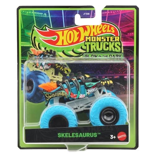 Image of Hot Wheels Monster Trucks - (Glow in the Dark Skelesaurus JCG70)