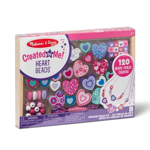 Image of Melissa & Doug Jewellery-Making Kit, Multicolor, Sweet Hearts Bead Set, Over 120 Beads, 5 Cords