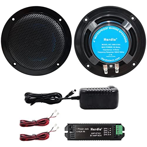 Image of Herdio 160W 4 Inch Ceiling Bluetooth Speaker Kit Amplifier Water Resistant Ceiling Speakers For Bathroom Kitchen Home Outdoor (BLACK)