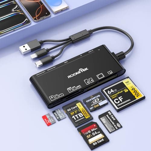 Image of 7 in 3 USB C + USB 3.0 + Lightning Multi Card Reader Adapter for SD, CF, Micro SD, XD, MS Cards, 5Gbps Memory Card Reader SD Card Reader Reader Adapter for iPhone 16 15 14/Samsung/PC/Windows/Mac/Linux