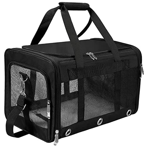 Image of Dycietx Soft Sided Foldable Cat/Dog/Pet/Puppy Carrier Bag, Portable Pets Travel Carriers For Cats/Dogs With Shoulder Strap & Removable Mat, Durable Cat Basket of 17 lbs Airline Approved(Black, M)